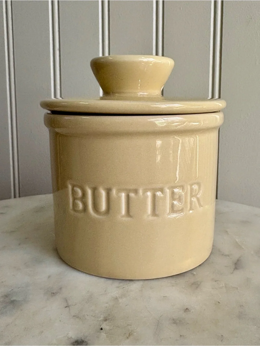 Ceramic Yellow Round Butter Bell LIKE NEW! Farmhouse Cottagecore Country Grandma